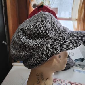 Scala Black and White Herringbone Cap